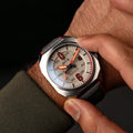 Bell X-1 Machbuster Automatic Gray / Brown Hybrid leather and rubber strap | Gray Dial