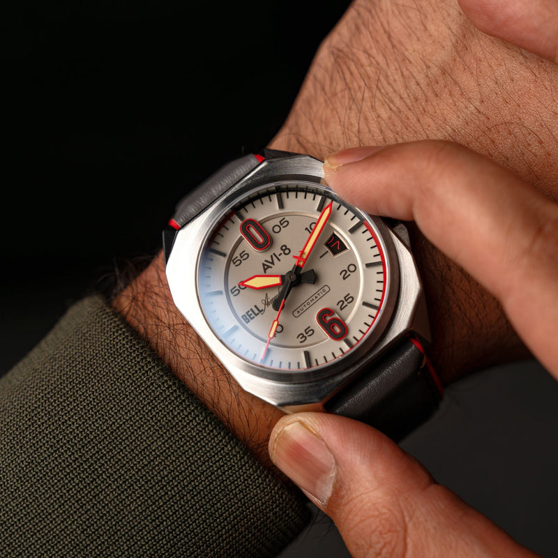 Bell X-1 Machbuster Automatic Gray / Brown Hybrid leather and rubber strap | Gray Dial