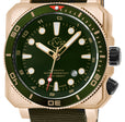 XO small Swiss Made SW200  inner and outer rotating bezel, metal band  olive  Black | Green Dial