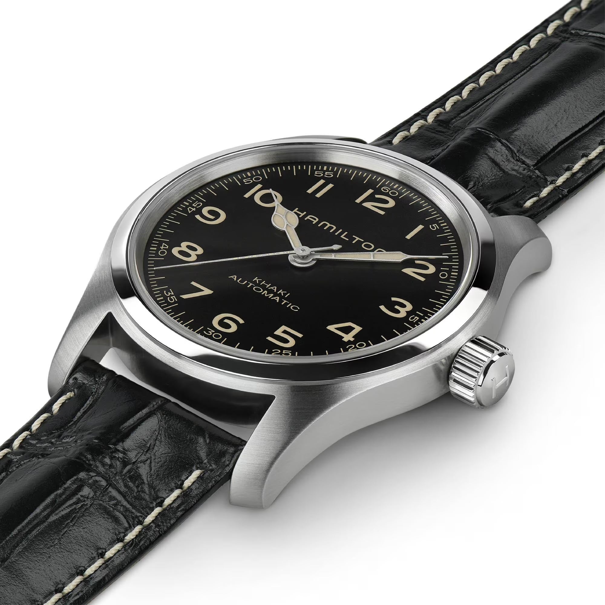 Khaki Field Black / Leather Black Dial