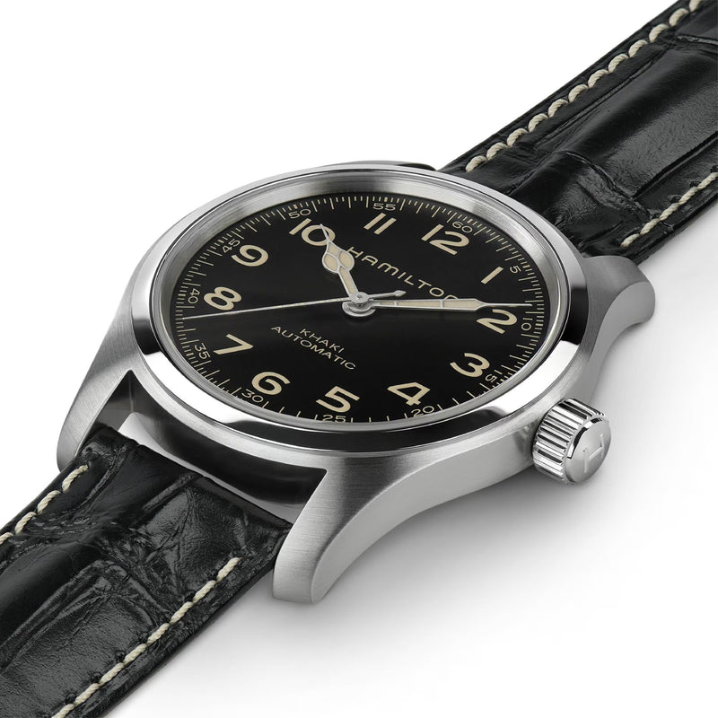 Khaki Field Black / Leather Black Dial
