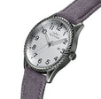 Crosswind Canvas-Overlaid Leather-Band Watch w/ Date Gunmetal/Grey | Silver Dial