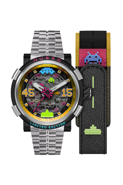 邦楽 PREFERS INVADERS   watch rour break out Orion Automatic Space Invaders Limited Edition Black / Stainless