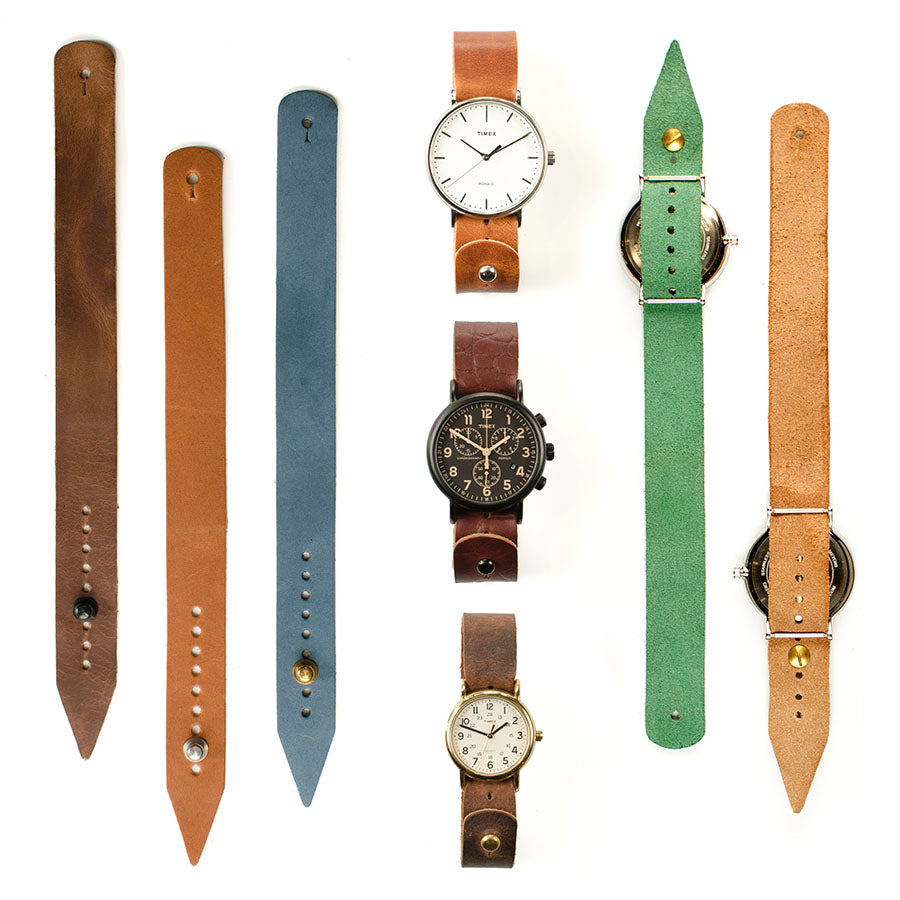 20mm button stud watchband (TWO pack) Chromexcel Natural & Chromexcel Black |  Dial
