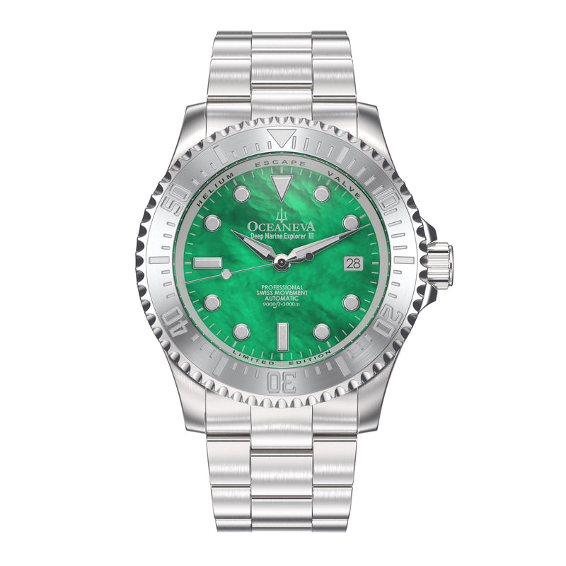 Deep Marine Explorer III Swiss Automatic Stainless Watch| Green Dial