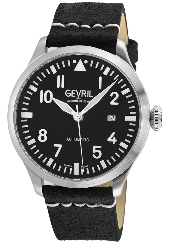 Vaughn Gevril Sellita SW200 Pilot Watch Black