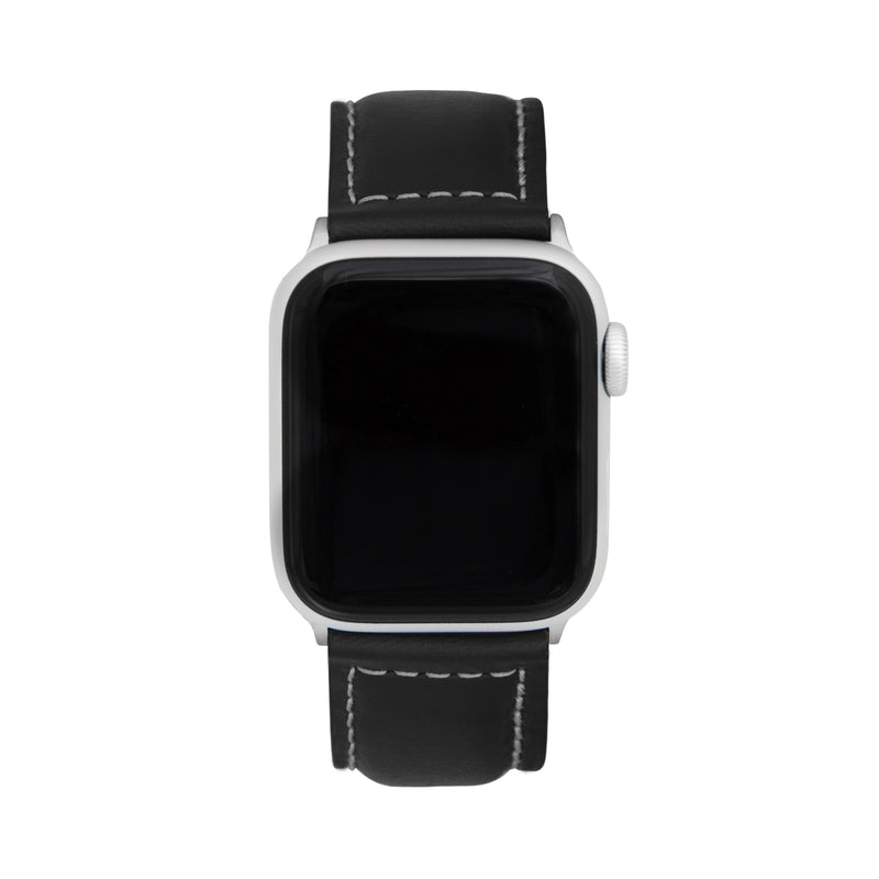 Classic Leather Band with Stitch for Apple Watch Ultra & Series 8/7/6/5/4/3/2/1/SE Black (42mm | 44mm | 45mm | 49mm) |  Dial