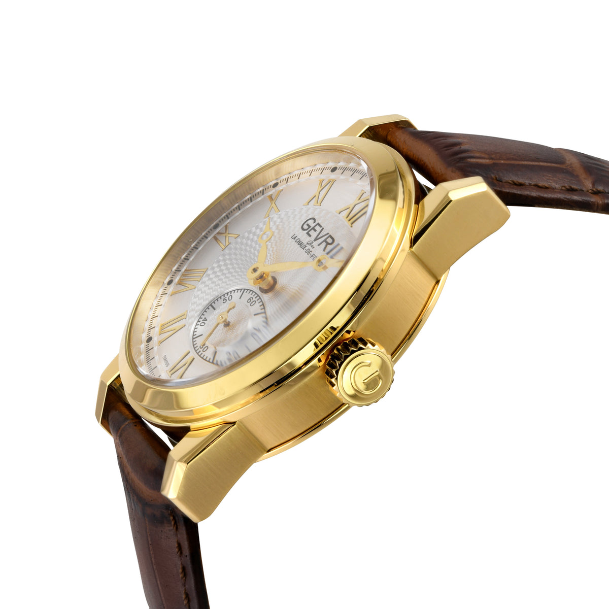 Madison Swiss Made ETA 2895 gold tone leather | Silver Dial