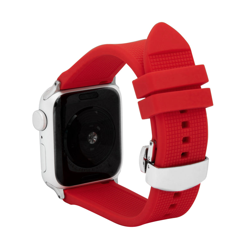 Silicone Adjustable Deployment Band  for Apple Watch Series 8/7/6/5/4/3/2/1/SE Red (38mm | 40mm | 41mm) |  Dial