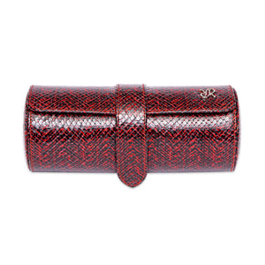 Marlow Leather Three-Watch Roll Red