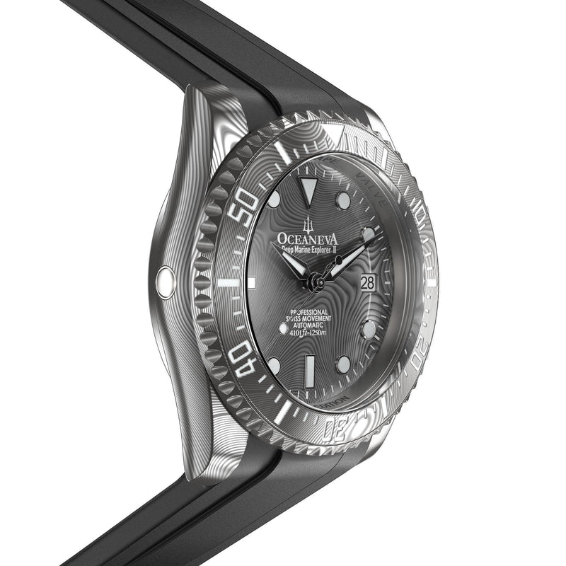 Damascus Swiss Automatic SW200 Deep Marine Explorer II Damascus/Natural Damascus Dial | darkgrey Dial
