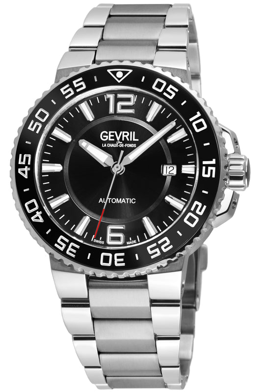 Riverside Swiss made Automatic Sellita SW200, Ceramic Rotating Bezel, Black | Black Dial