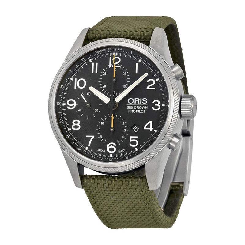 Big Crown ProPilot Chrono Black Dial & Olive Textile Strap |  Dial