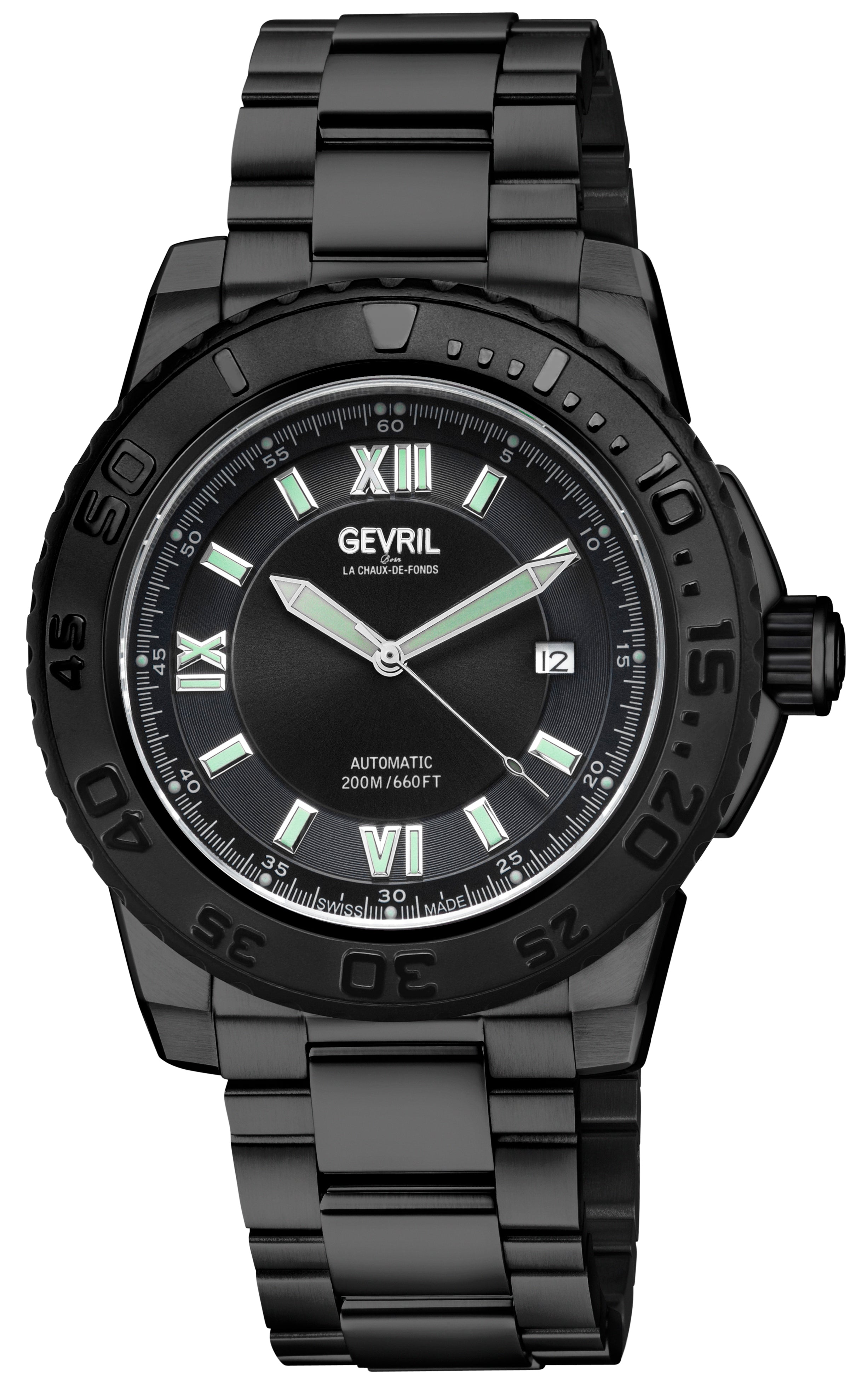 Seacloud Gevril Black PVD Black Dial Luminous Hands Swiss Made