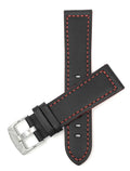 506 | 20mm Black / Red Italian Leather Watch Band - Racer - Padded 20mm / Black / Red / Silver Buckle |  Dial