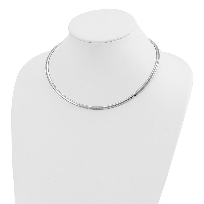 14k White Gold 4mm Domed Omega Necklace 1435 |  Dial