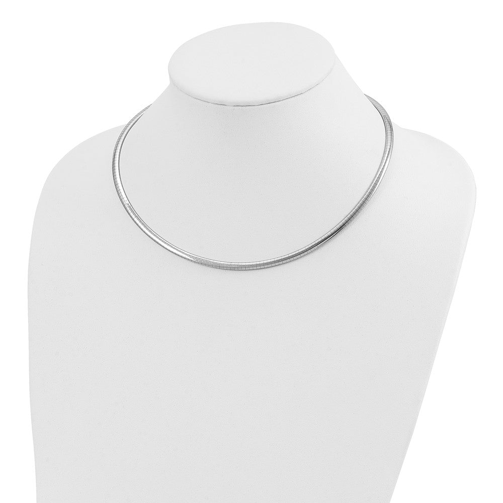 14k White Gold 4mm Domed Omega Necklace 1435 |  Dial