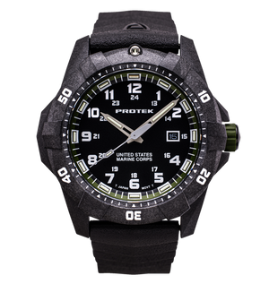 USMC Carbon Dive CARBON CASE/BLACK & GREEN DIAL/BLACK STRAP | Black / Green Dial