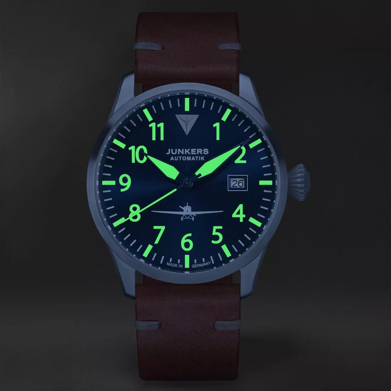 Flieger Leather / Blue Blue Dial
