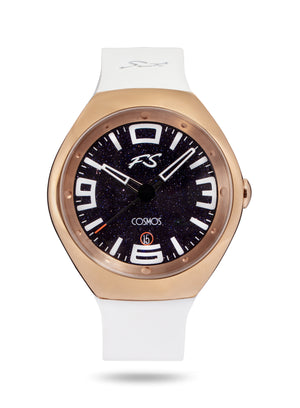 Frank Stephenson's Cosmos Series IP Rose Gold Steel Case, Blue Dial, White Strap | Blue Dial