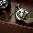 Cordura Quartz 45mm Aviator Green/Leather | Green Dial