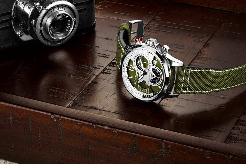 Cordura Quartz 45mm Aviator Green/Leather | Green Dial