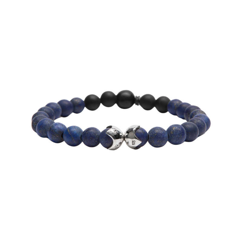 Sterling Bead Shields, Blue Lapis Stone M (7.25" Wrist) |  Dial