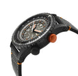 Contasecondi GV2 Contasecondi Men's Grey/Orange Dial Black Calfskin Leather Watch