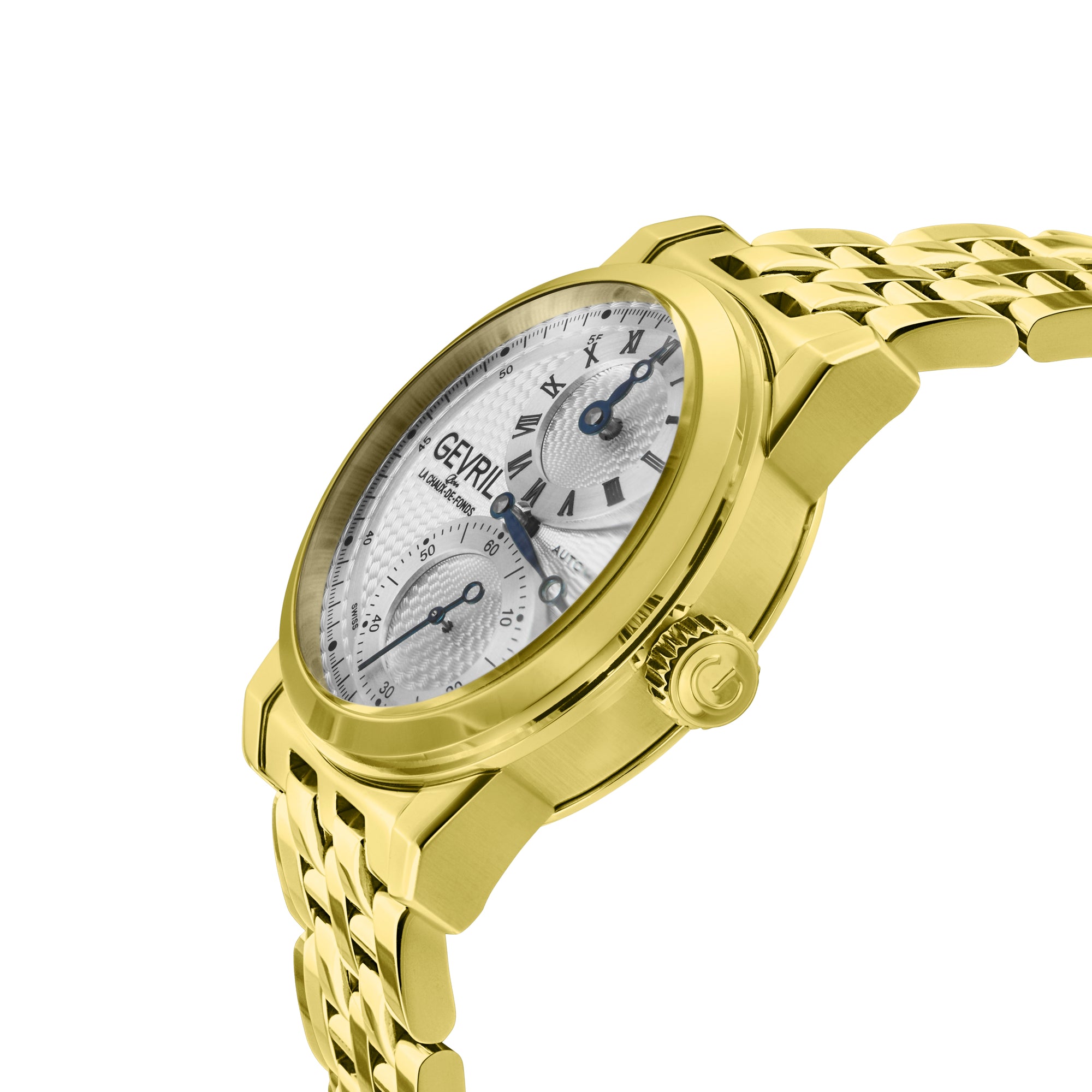 Gramercy Swiss made Automatic Sellita SW266, Gold Case, White Dial, Subdials | White Dial
