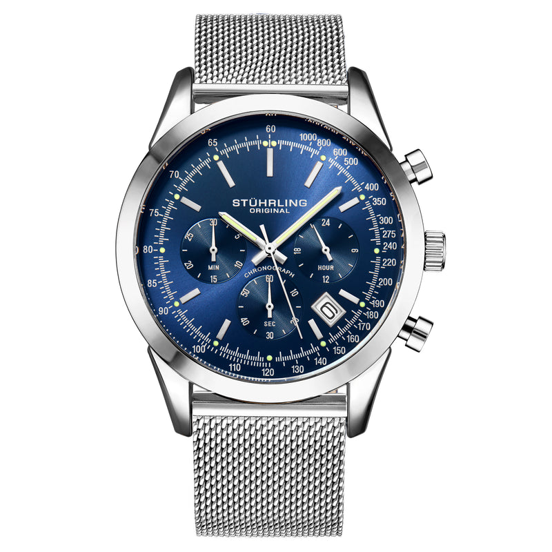 Rialto Quartz Chronograph With Tachymeter 44mm Watch Blue/Silver | Blue Dial