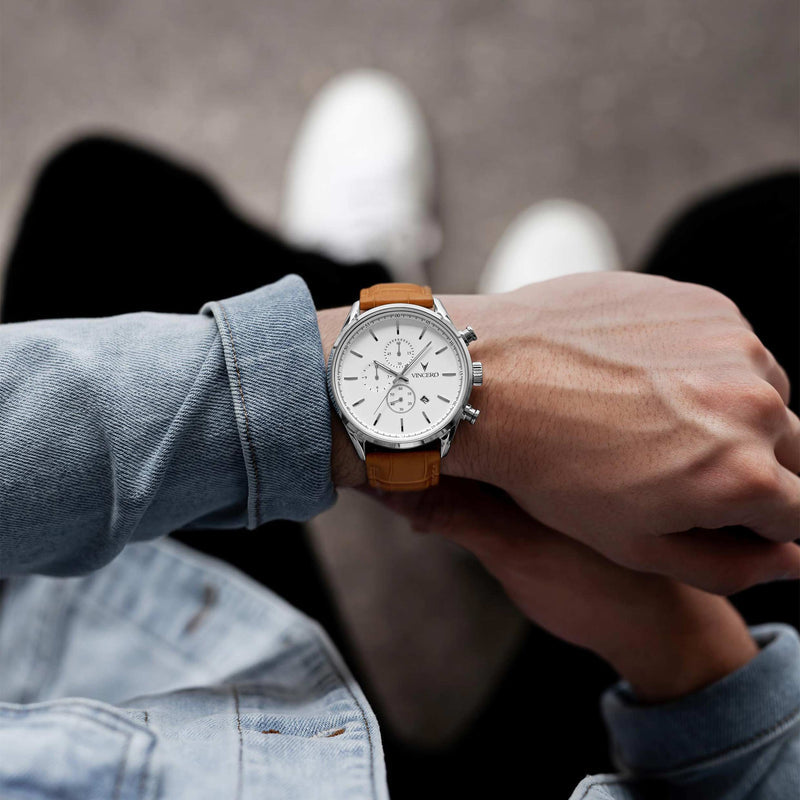 The Chrono S2 40mm Silver/Tan | White Dial