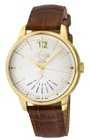 Rovescio Swiss Multifunction Big Date IPYG/White ,Brown Handmade Leather | White Dial
