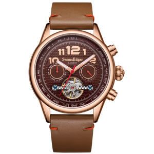 Hasten Automatic Brown Open-Exhibition Dial / Brown Leather Strap Brown Dial