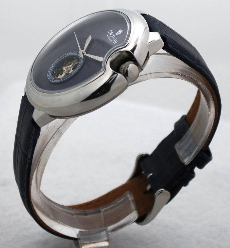 The Battito Men's Stainless Steel Automatic with Heartbeat & Leather Strap blue/silver/blue | White Dial