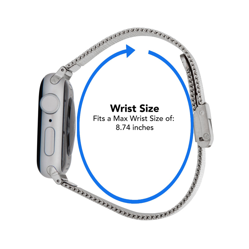 Mesh Band for Apple Watch Series 9/8/7/6/5/4/3/2/1/SE Silver (38mm | 40mm | 41mm) |  Dial