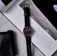 Camogli Automatic Black / Black & Red Leather | Black Dial