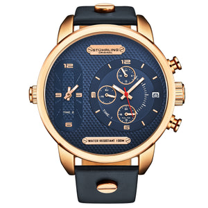 Global GMT Japanese Quartz 52mm Blue/Rose | Blue Dial
