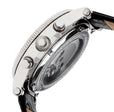 Winston Semi-Skeleton Leather-Band Watch Silver/Black | Black Dial