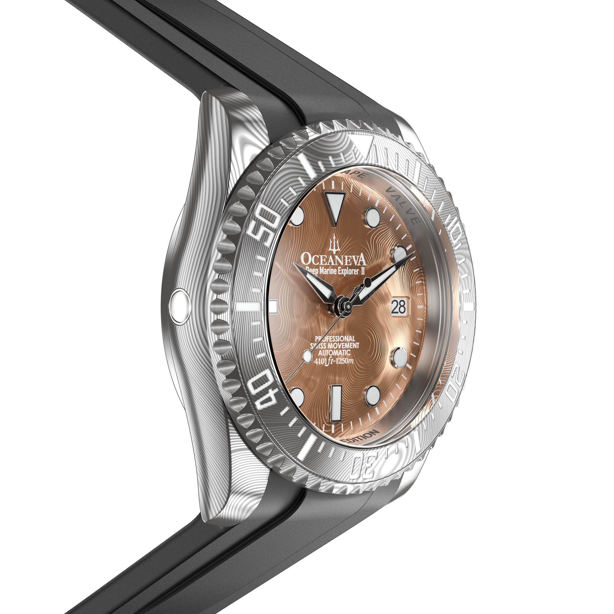Damascus Deep Marine Explorer II Damascus Bezel | Rose Gold Dial