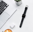 Thick Leather Two-Tone Racer Band for Apple Watch Series 8/7/6/5/4/3/2/1/SE Black & Blue (38mm | 40mm | 41mm) |  Dial