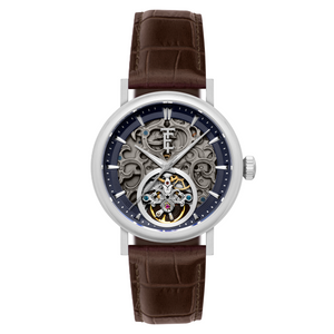 Beaufort Steel Wave  / Brown Leather Strap Blue Dial