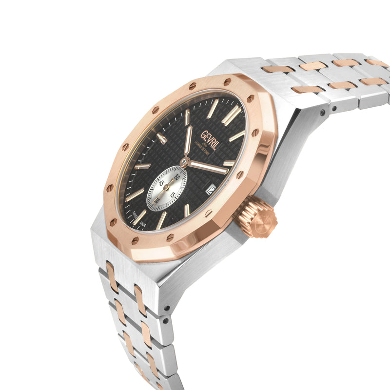 Gotham Swiss Automatic Movement, Black Embossed Dial, Silver Counter  316L SS Bracelet | Black Dial