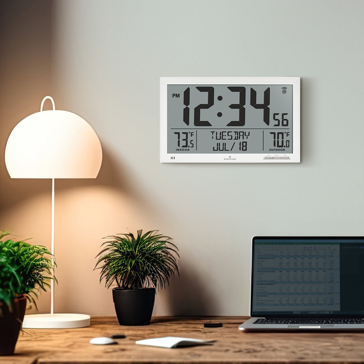 Self-Setting FC Clock with EXLarge Digits Indoor & Outdoor Temp Self-Setting FC Clock with EXLarge Digits Indoor & Outdoor Temp