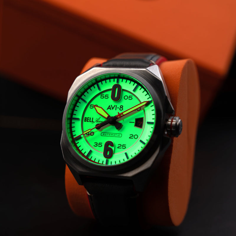 Bell X-1 Machbuster Automatic Gray / Brown Hybrid leather and rubber strap | Gray Dial