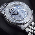 EVO Meteorite Swiss Automatic Limited Edition Titanium Damascus Bezel - Silver | Silver Dial