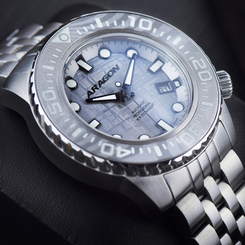 EVO Meteorite Swiss Automatic Limited Edition Titanium Damascus Bezel - Silver | Silver Dial