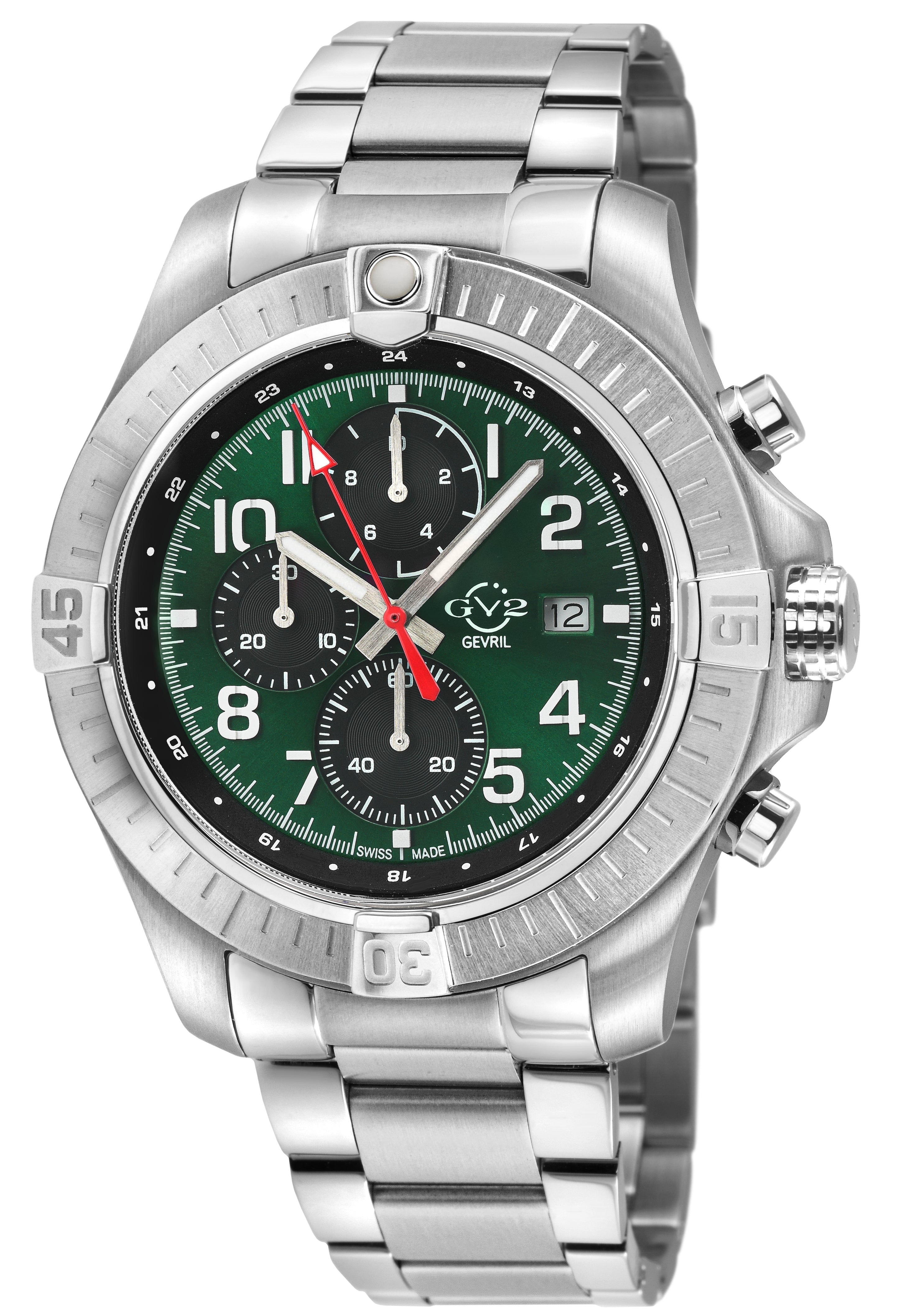 T38 GV2 Swiss Quartz Chronograph, 316L Case, Green Enamel Dial