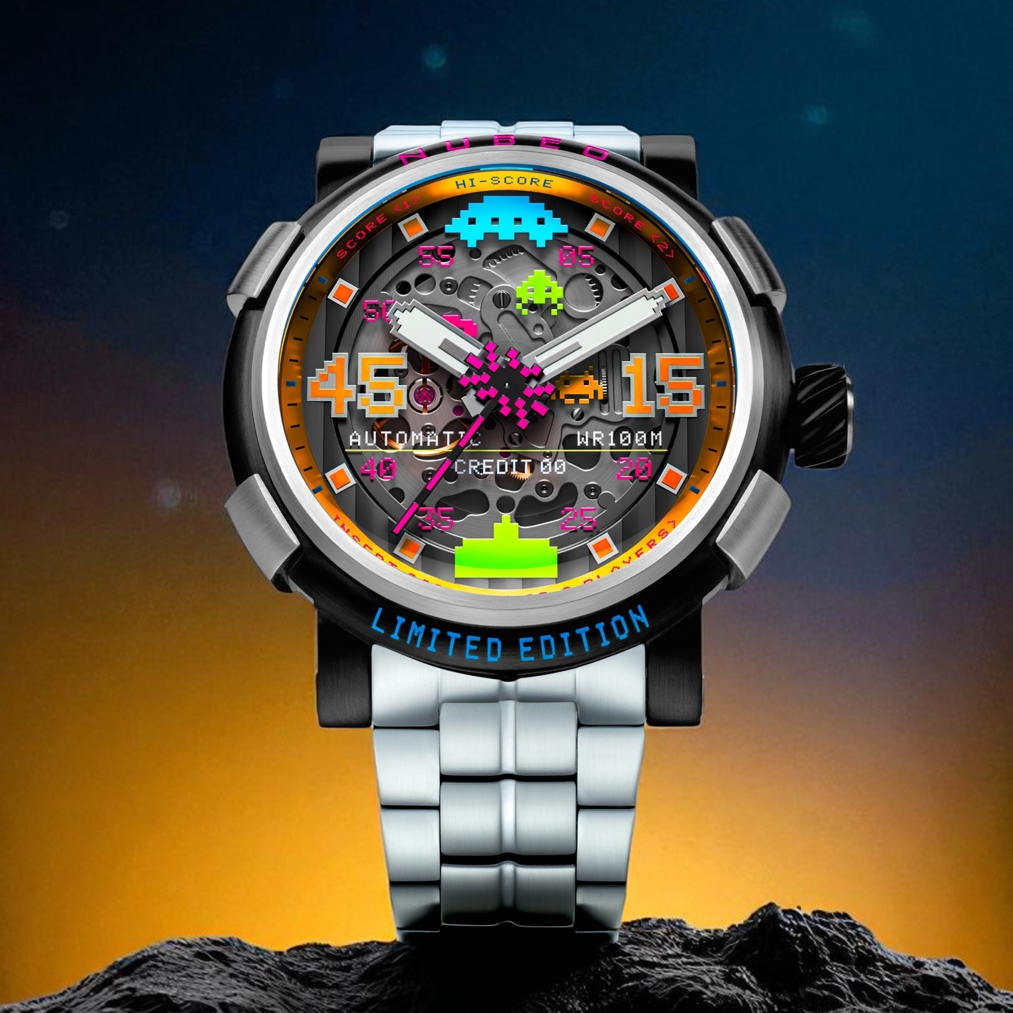 Orion Automatic Space Invaders Limited Edition Black / Stainless