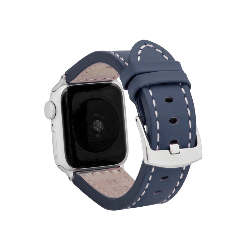 Thick Leather Racer Band with Stitch for Apple Watch Series 8/7/6/5/4/3/2/1/SE Blue (38mm | 40mm | 41mm) |  Dial