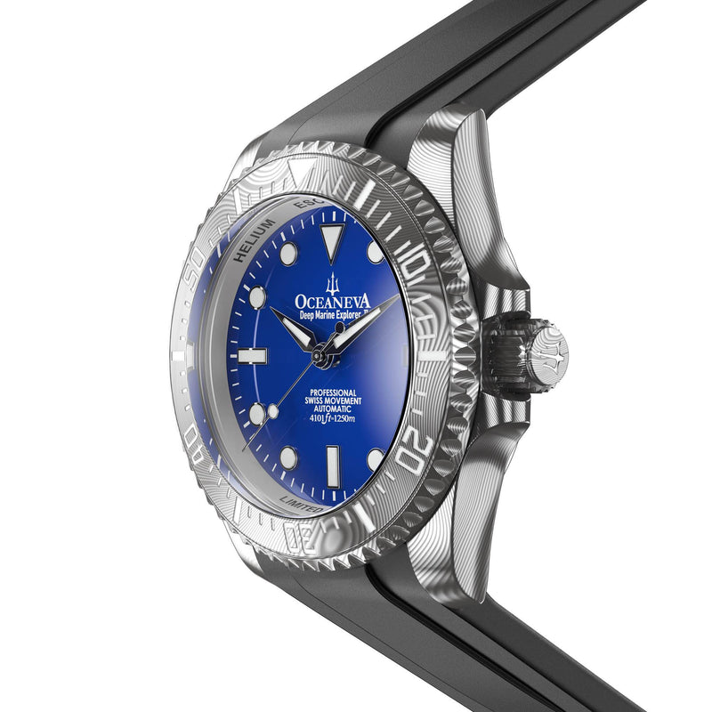 Damascus Swiss Automatic SW200 Deep Marine Explorer II Damascus/Blue Dial/Black Strap | Blue Dial